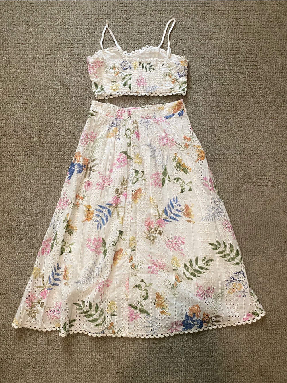 Lulu's White Floral Matching Top and Skirt - Size Small. - Picture 2 of 6